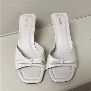 ALDO Women's Cream Mules with Bow Detail